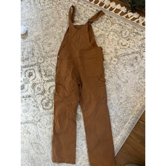 Carhartt Rugged Flex Canvas Bib Overalls Women Tan Loose Fit Bootcut Sz S 4-6 - Picture 5 of 8